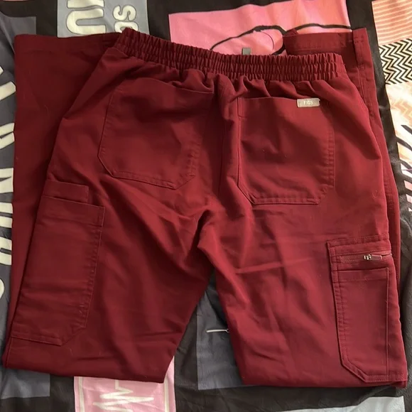 Figs Yola Skinny Scrub Pant in Color Burgundy - Picture 4 of 7